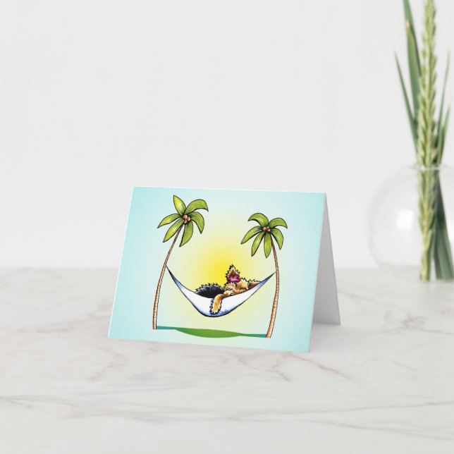 Yorkie Island Princess Off-Leash Art™ Vielen Dank Dankeskarte (Vorderseite)