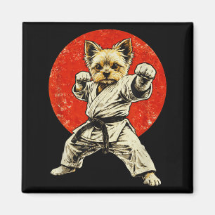 Yorkie Karate Hund Schwarzgurt Yorkshire Terrier Magnet