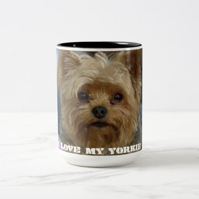 Yorkie Liebe-Tasse Zweifarbige Tasse (Mittel)