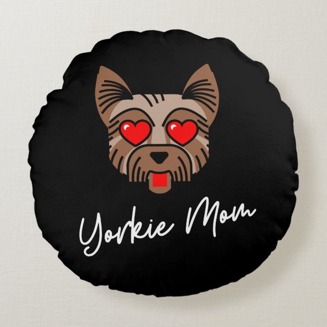 Yorkie Mama 3 Rundes Kissen (Vorderseite)