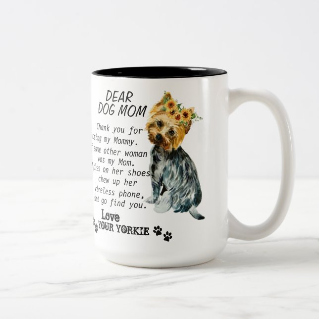 Yorkie Mama Best Quote Zweifarbige Tasse (Rechts)