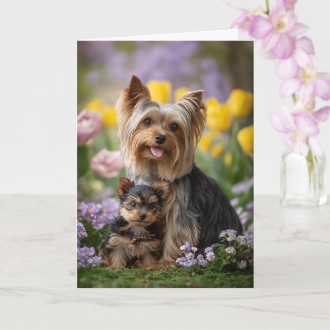 Yorkie Mama Muttertagsliebe Karte (Orchidee)