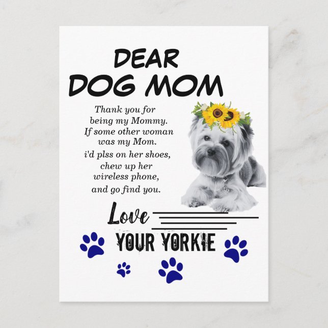 Yorkie Mama Spacial Gedicht Postkarte (Vorderseite)