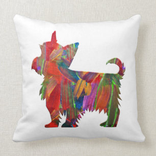 Yorkie Mehrfarbig Painted Dog Silhouette Kissen