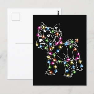 Yorkie mit Christmas Light Yorkie Owner Niedliche Postkarte