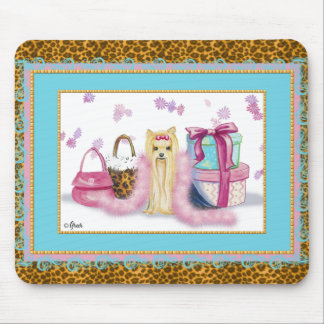 Yorkie mit Leopard Animal Print Mousepad