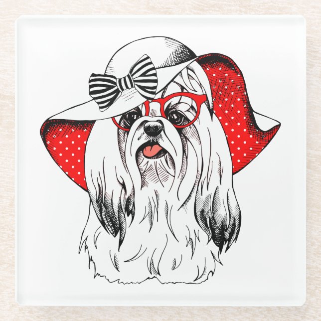 Yorkie Mode-Trieb Glasuntersetzer (Vorderseite)