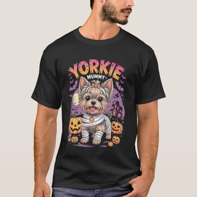 Yorkie Mummy Halloween Costume Dog Owner Yorkshire T-Shirt (Vorderseite)