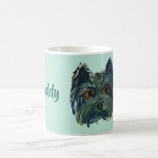 Yorkie niedliche Welpen-Malerei im Blau und im Kaffeetasse