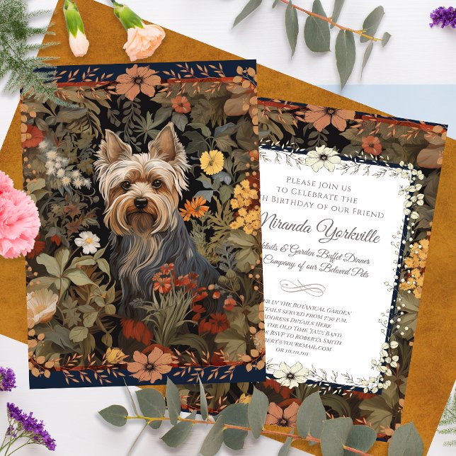 Yorkie oder Silky Terrier William Morris Style Einladung (Von Creator hochgeladen)