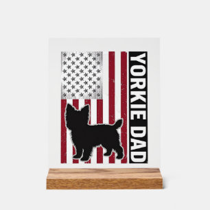 Yorkie Papa Patriotisches Vintage-Gravur-Hunde-Shi Acrylschild