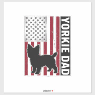 Yorkie Papa Patriotisches Vintage-Gravur-Hunde-Shi Aufkleber