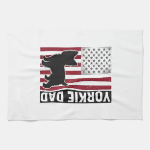 Yorkie Papa Patriotisches Vintage-Gravur-Hunde-Shi Geschirrtuch