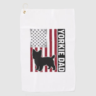 Yorkie Papa Patriotisches Vintage-Gravur-Hunde-Shi Golfhandtuch