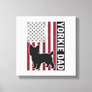 Yorkie Papa Patriotisches Vintage-Gravur-Hunde-Shi Leinwanddruck
