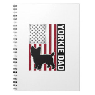 Yorkie Papa Patriotisches Vintage-Gravur-Hunde-Shi Notizblock