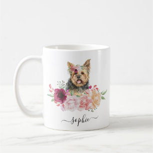 Yorkie Personalisiert Name Floral Coffee Tasse