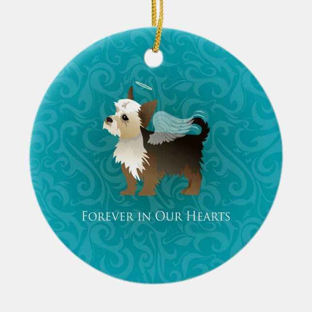 Yorkie - Pet Memorial - Angel Dog Keramikornament (Vorne)