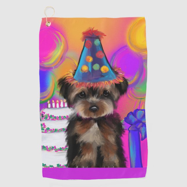 YORKIE POO GOLFHANDTUCH (Vorderseite)