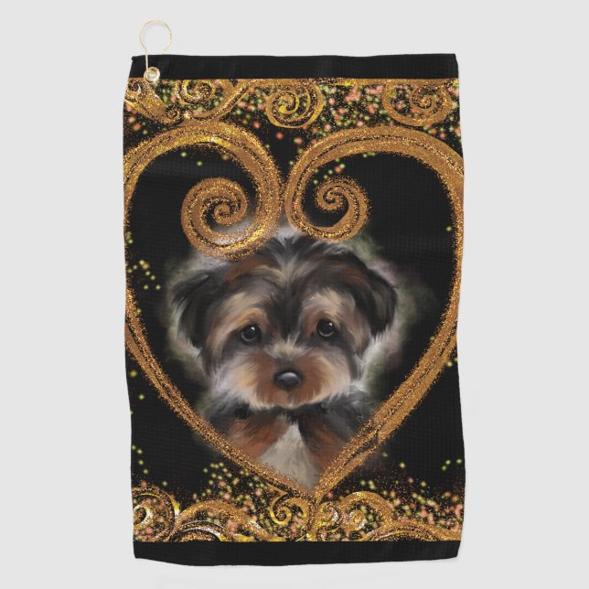 Yorkie Poo Golfhandtuch (Vorderseite)