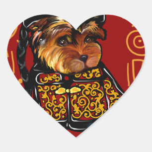 Yorkie Poo Jahr des Hundes Herz-Aufkleber