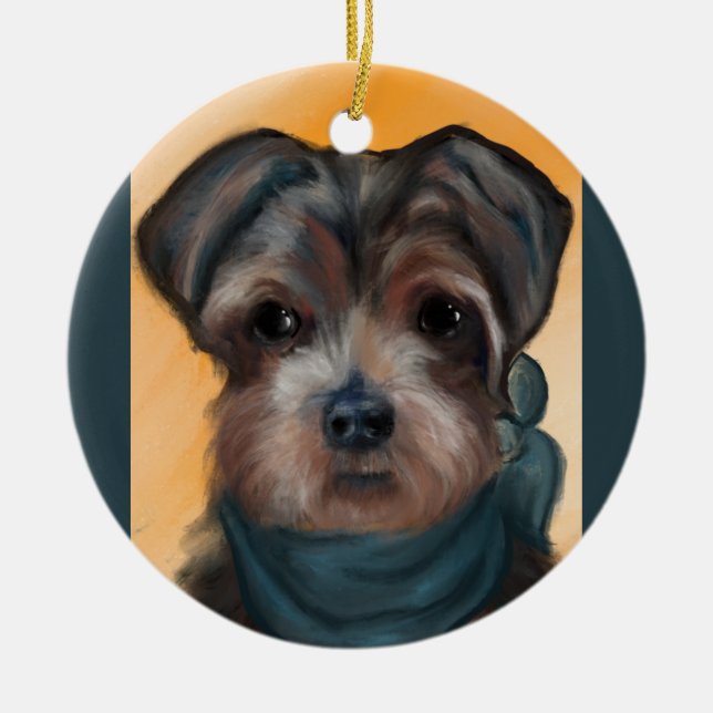 YORKIE POO KERAMIK ORNAMENT (Vorne)