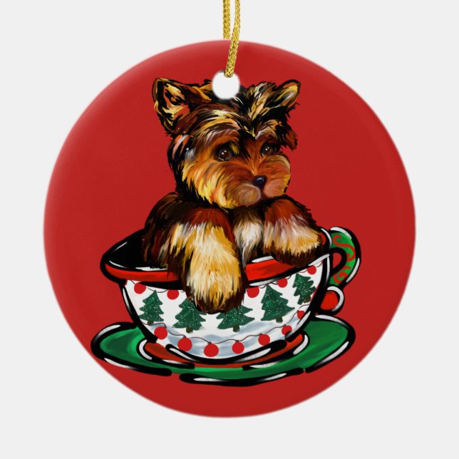 Yorkie Poo Keramik Ornament (Vorne)
