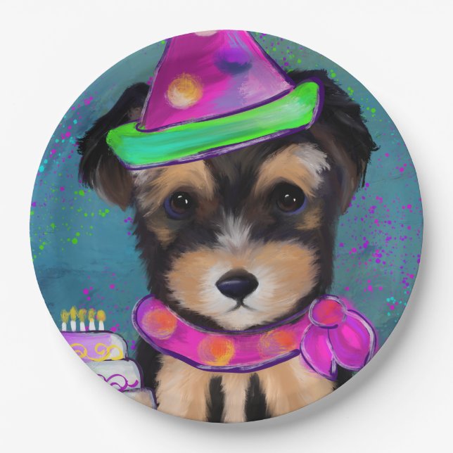 Yorkie Poo Pappteller (Vorderseite)