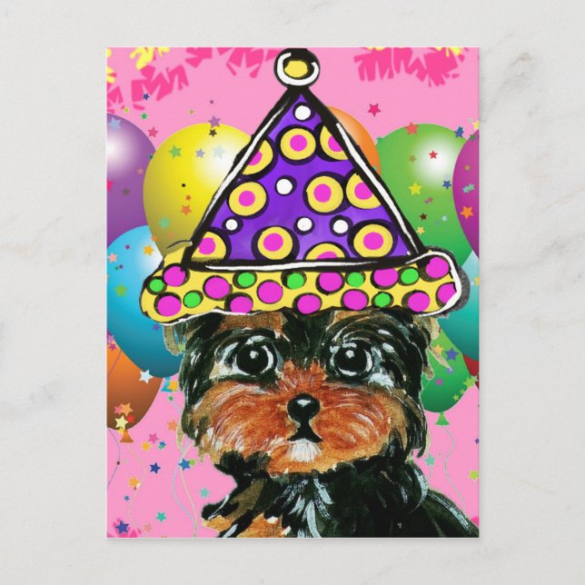 Yorkie Poo Party Dog Einladungspostkarte (Vorderseite)
