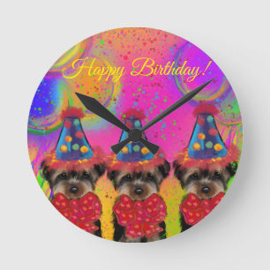 Yorkie Poo Runde Wanduhr