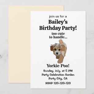 Yorkie Poo Yorkipoo Niedlich Dog Birthday Party Einladung