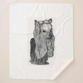 Yorkie Portrait Monochromatic Throw Blanket Sherpadecke
