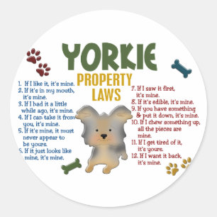 Yorkie Property Laws 4 Runder Aufkleber