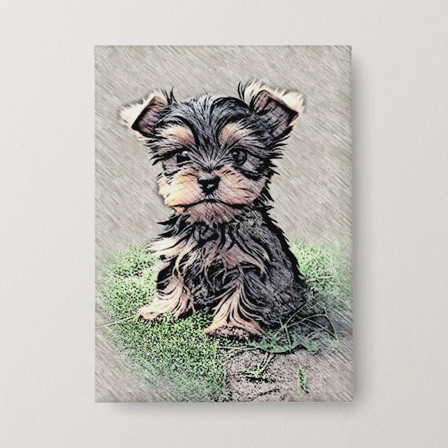 Yorkie, Puppy, Haustier Button (Vorderseite)