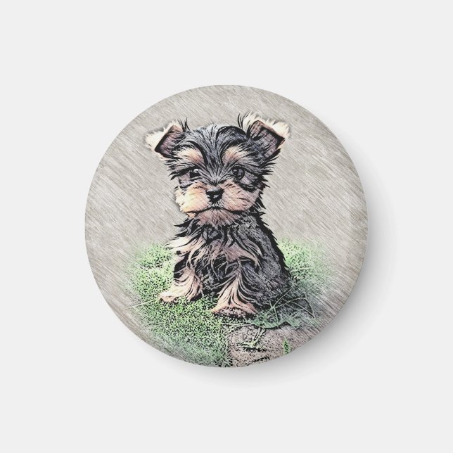 Yorkie, Puppy, Haustier Magnet (Vorne)