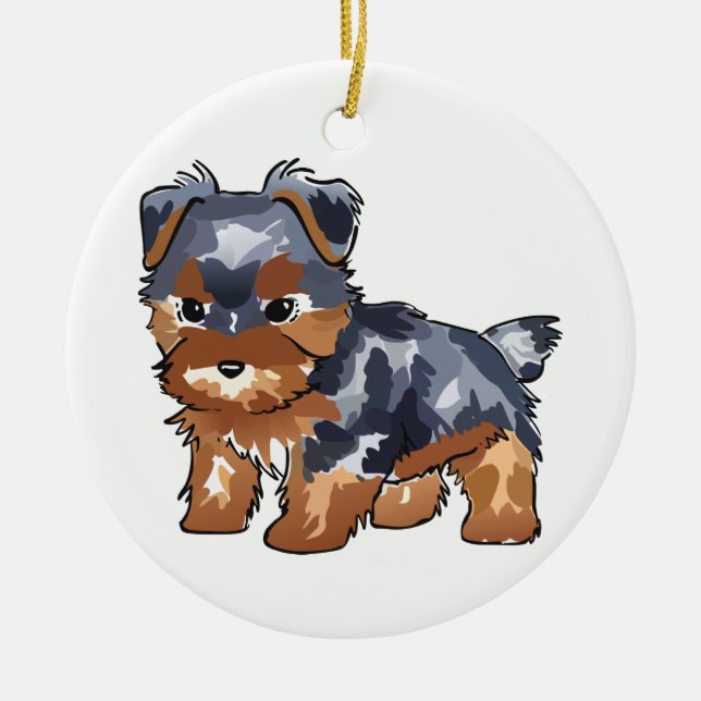 Yorkie Puppy Keramik Ornament (Vorne)