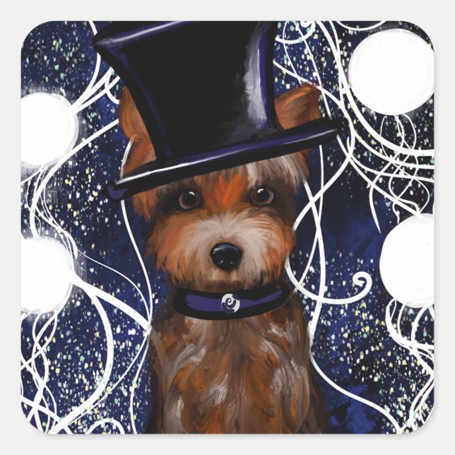 YORKIE QUADRATISCHER AUFKLEBER (Vorderseite)