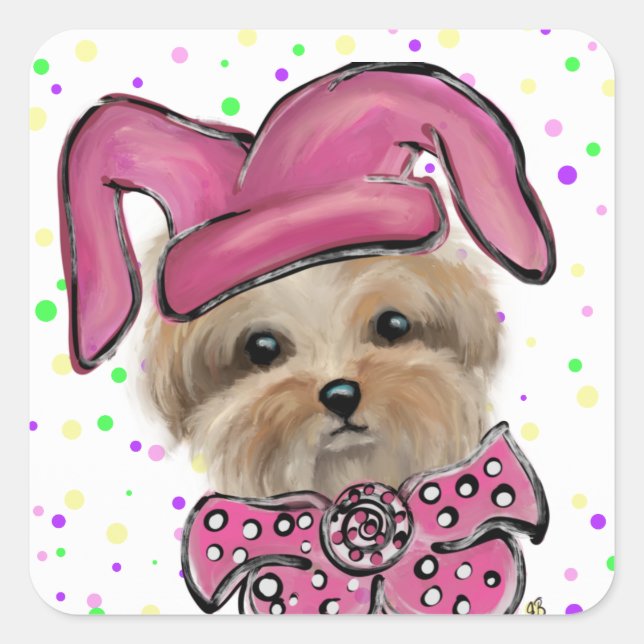Yorkie Quadratischer Aufkleber (Vorderseite)