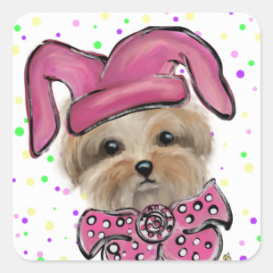 Yorkie Quadratischer Aufkleber