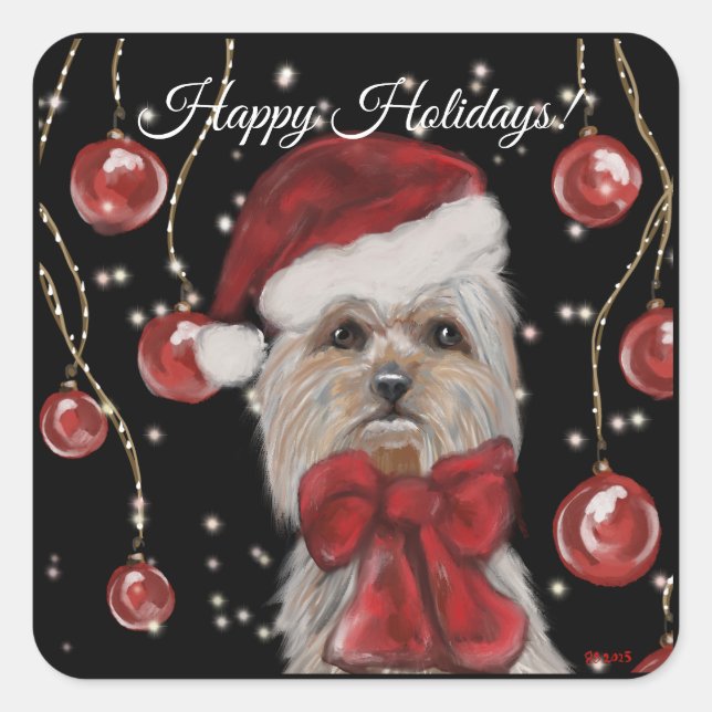 Yorkie Quadratischer Aufkleber (Vorderseite)