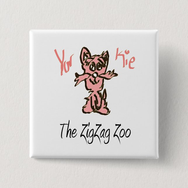 YorKie quadratischer Knopf Button (Vorderseite)