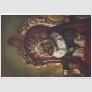 Yorkie Red Kings Chair Light Background Decoupage Seidenpapier