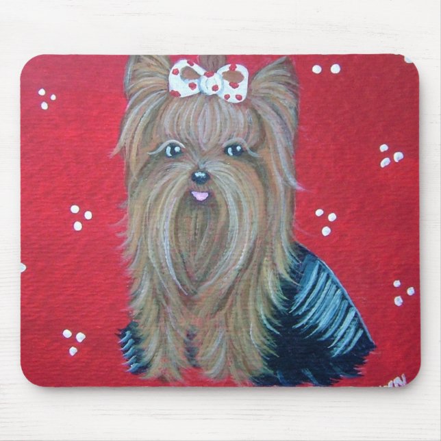 Yorkie rote Mausunterlage Mousepad (Vorne)