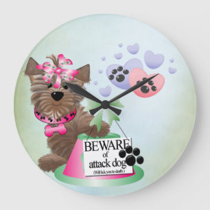 Yorkie Round 2 (Large) Clock Große Wanduhr
