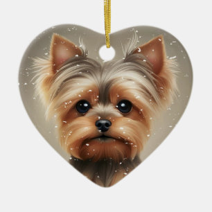 Yorkie Snowy Moment Weihnachten Niedlich Keramik Ornament