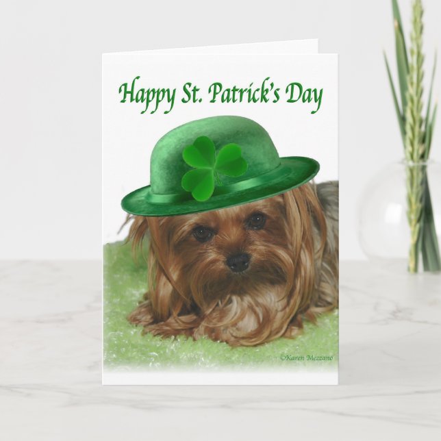 Yorkie St. Patrick's Day Karte (Vorderseite)
