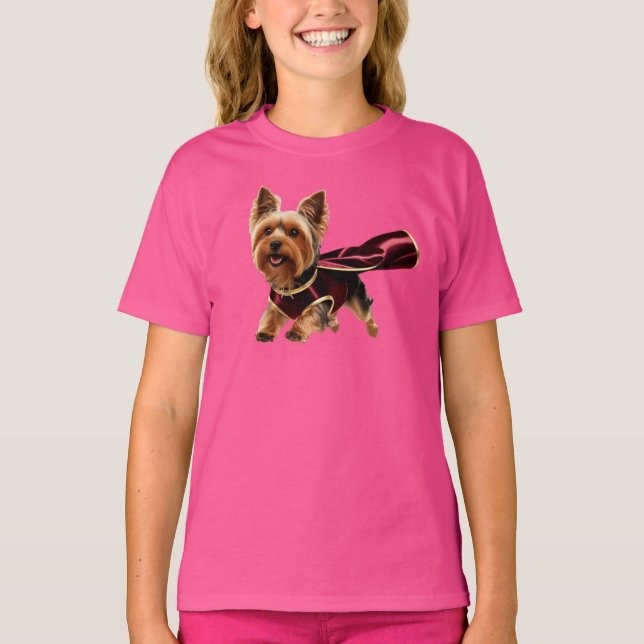 Yorkie Superhero Kid's T - Shirt (Vorderseite)