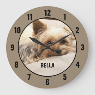 Yorkie Terrier Custom Round Clock Große Wanduhr