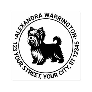 Yorkie Terrier Dog Stehend Sil Name Ret Adresse Permastempel