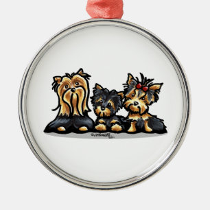 Yorkie Trio Silbernes Ornament